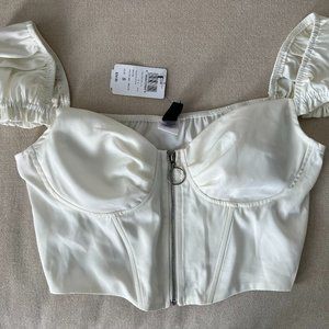 Cream white bustier crop top